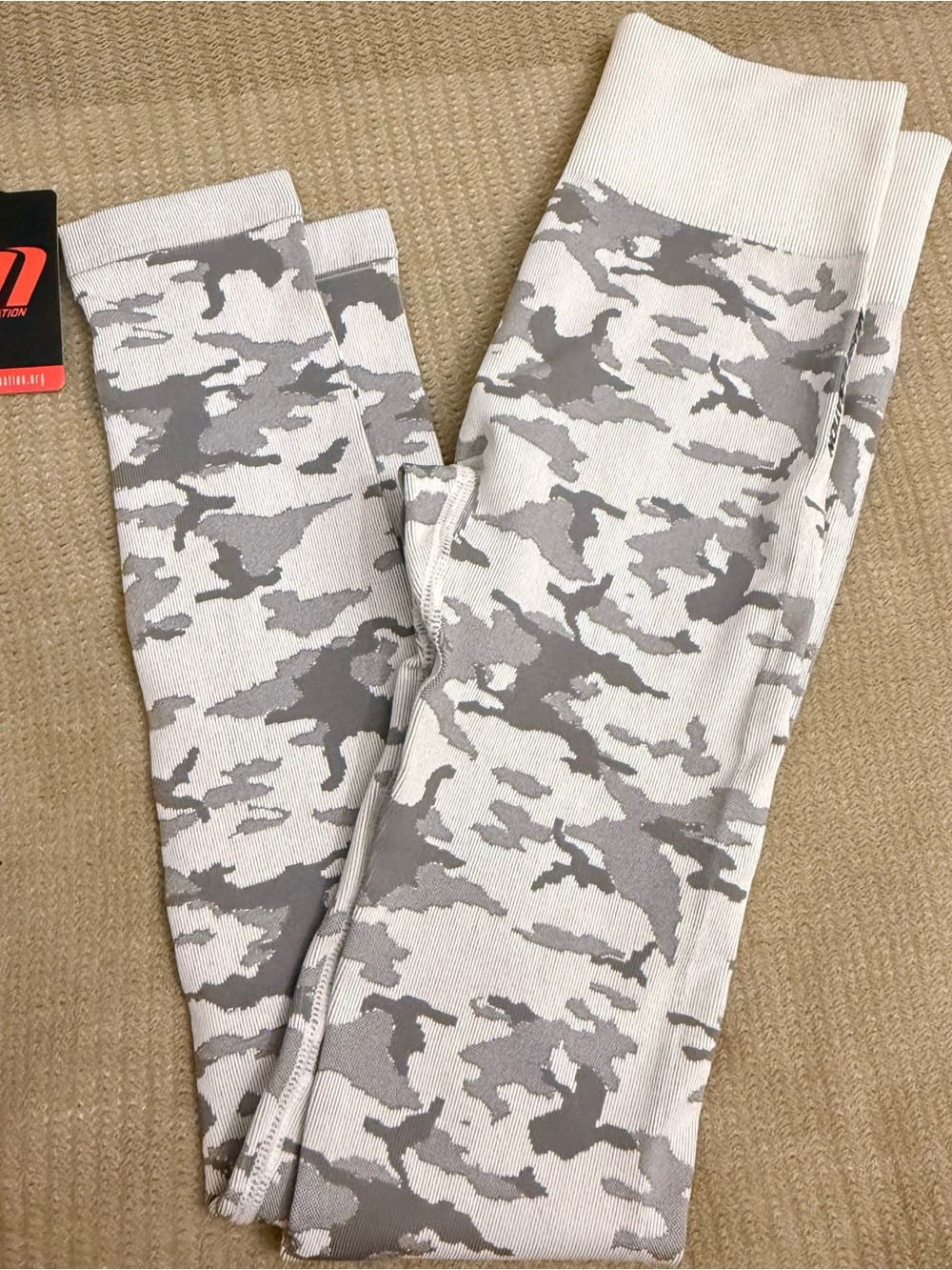 Women's Grey Camo Stretch Leggings - Athletic Fit